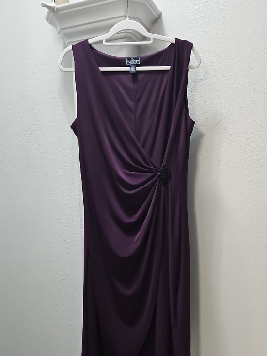 American Living Dresses & Skirts - American Living Sleeveless Plum Ruched Midi Dress with Side Embellishment